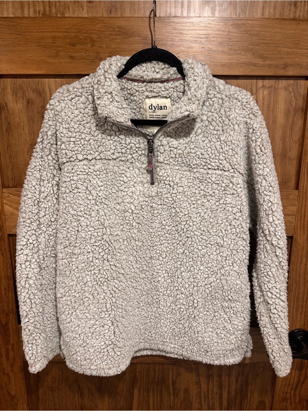 Dylan Cream Sherpa Quarter-Zip Pullover Sweater